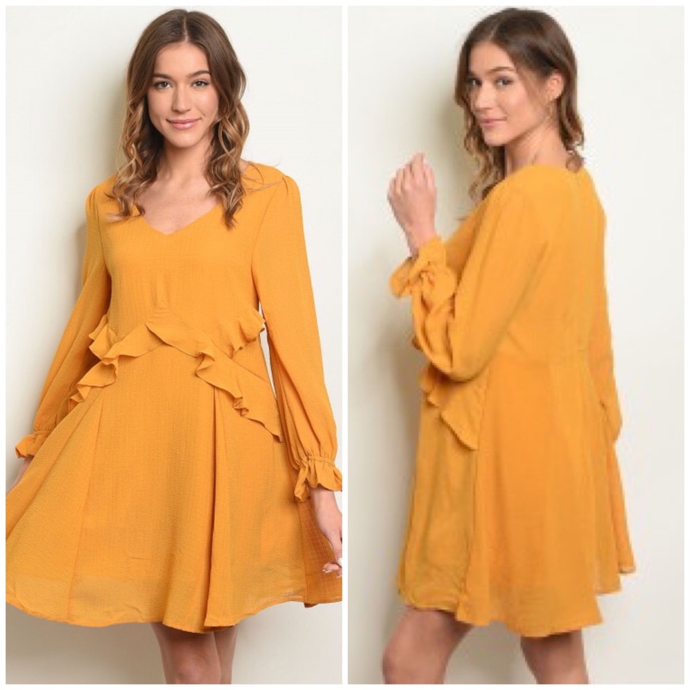 Mini mustard yellow dress